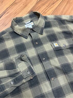 Carhartt Original Fit Hubbard Heavy Soft Flannel Shirt Green Black Men’s XL
